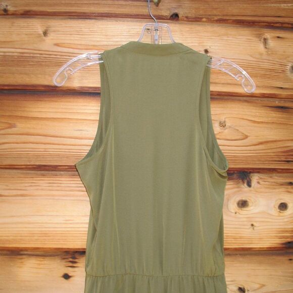 Tibi Olive Silk Faux Wrap Dress - Picture 7 of 9